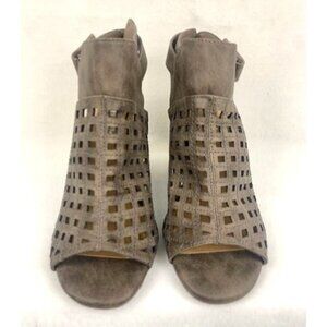 Women's Shimmer by EDL Mercedes Taupe Open-Toe‎ Block Heel Size 9m